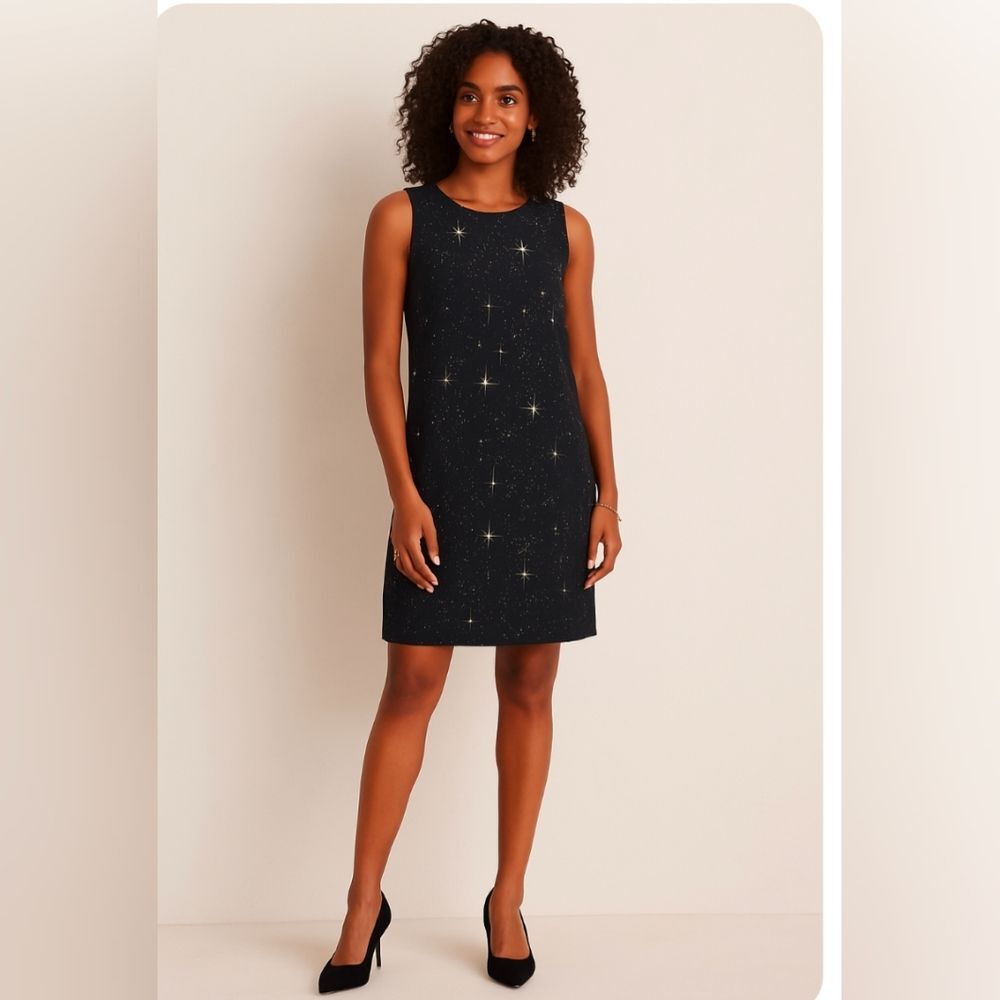 & Other Stories Mini Short Dress Black Open Cut Out Starry Night Star Party 4